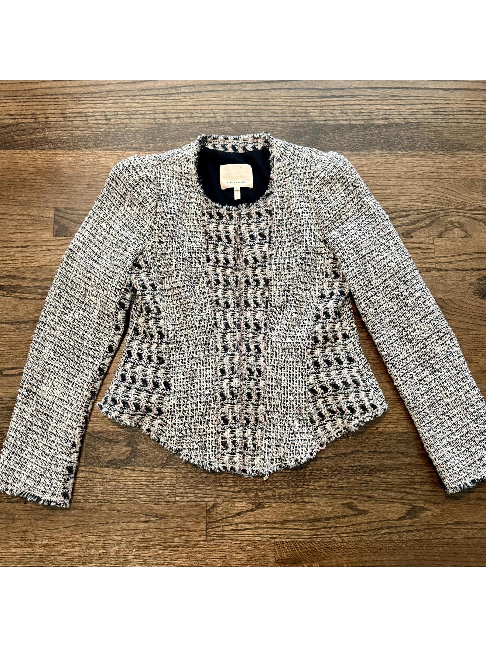 Rebecca Taylor Mixed Tweed Jacket In Blackcombo Size 8
